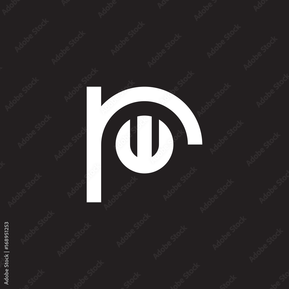 Initial lowercase letter logo rw, wr, w inside r, monogram rounded shape, white color on black background Initial lowercase letter logo rw, wr, w inside r, monogram rounded shape, white color on black background