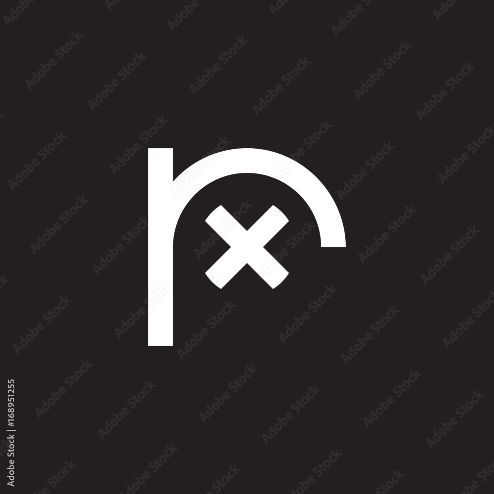 Fototapeta premium Initial lowercase letter logo rx, xr, x inside r, monogram rounded shape, white color on black background
