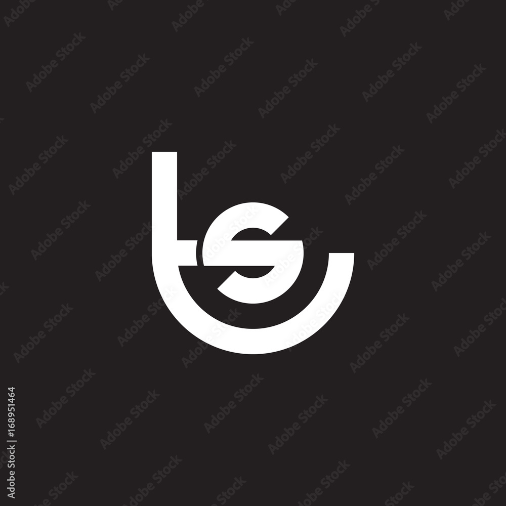 Initial lowercase letter logo ts, st, s inside t, monogram rounded shape, white color on black background