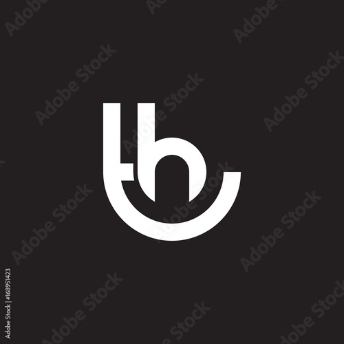 Initial lowercase letter logo th, ht, h inside t, monogram rounded shape, white color on black background