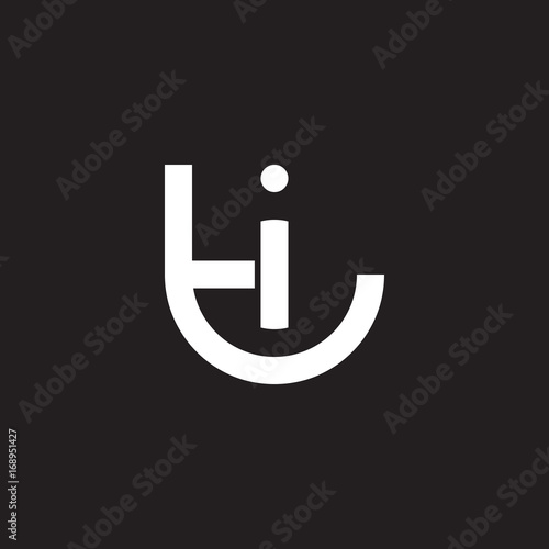 Initial lowercase letter logo ti, it, i inside t, monogram rounded shape, white color on black background