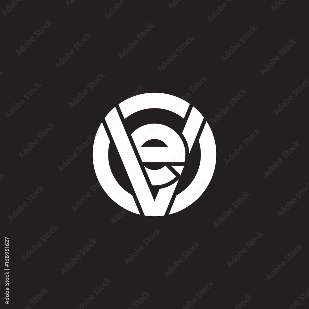 Naklejka premium Initial lowercase letter logo ve, ev, e inside v, monogram rounded shape, white color on black background