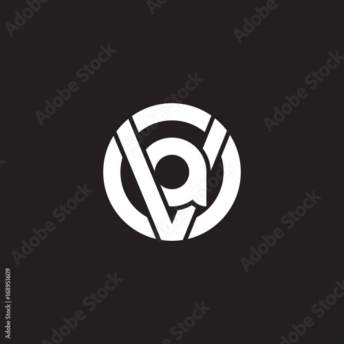 Initial lowercase letter logo va, av, a inside v, monogram rounded shape, white color on black background