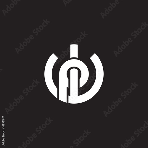 Initial lowercase letter logo wp, pw, p inside w, monogram rounded shape, white color on black background

