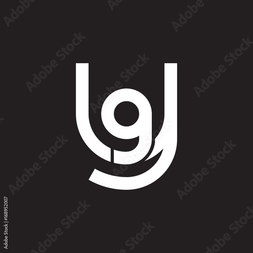 Initial lowercase letter logo yg  gy  g inside y  monogram rounded shape  white color on black background    