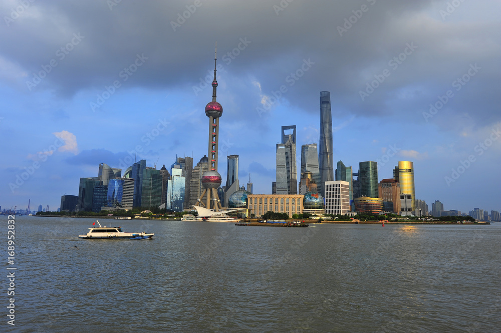 Obraz premium Shanghai world financial center skyscrapers