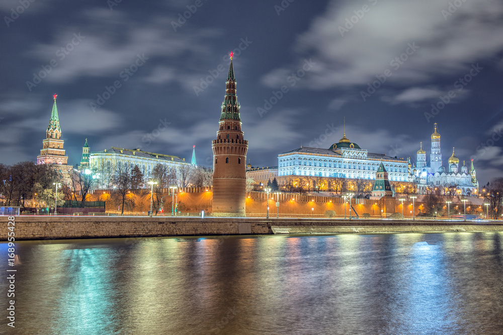 Stunning night view of Kremlin in the winter, Moscow, Russia Stunning night view of Kremlin in the winter, Moscow, Russia