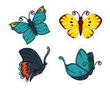 Different beautiful butterflies set