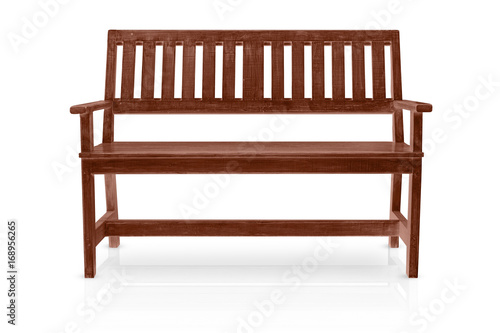 brown wood bench isolated on white background