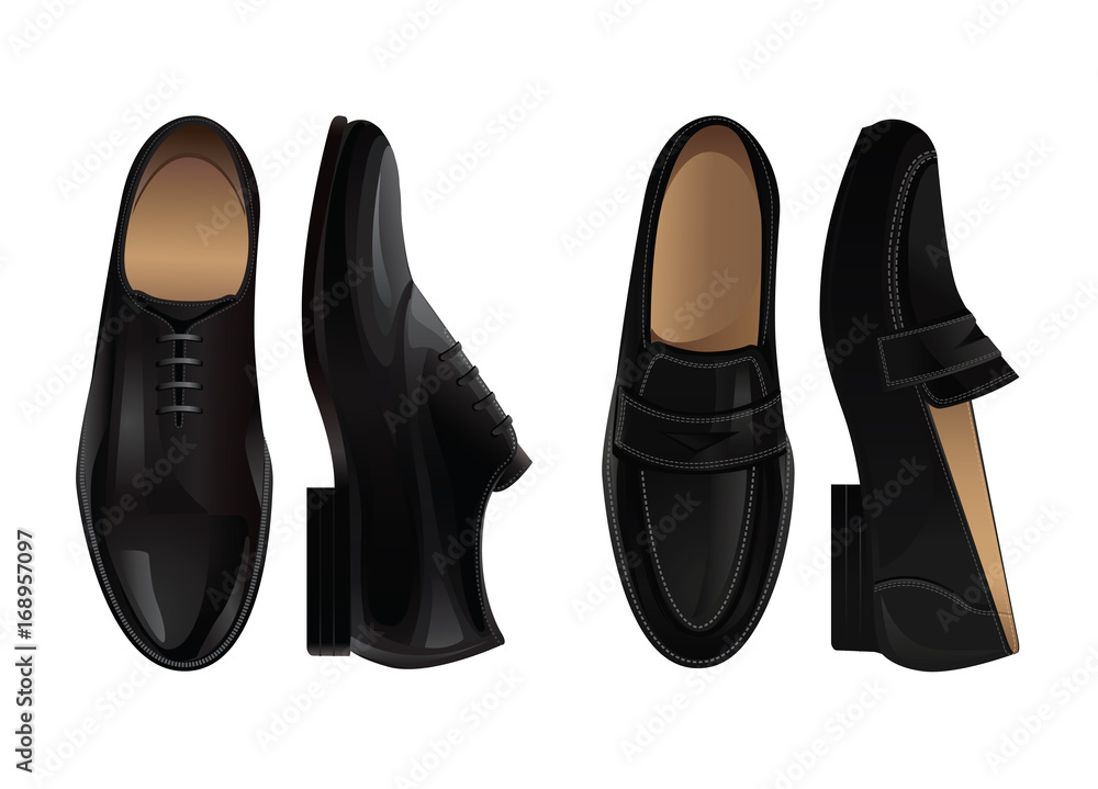 Vector illustration of shoes. Front view and side view view of