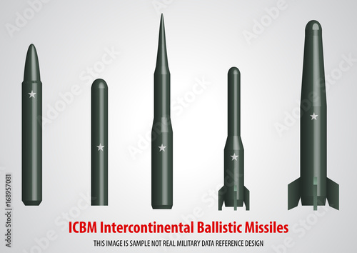 intercontinental ballistic missile (ICBM) 3D vector illustration sample design. photo