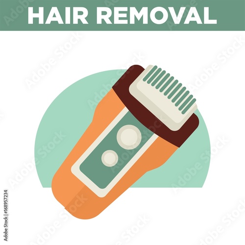 Hair removal promotional poster with modern epilator illustration