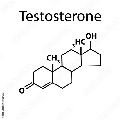 The chemical molecular formula of the hormone testosterone. Male sex hormone. Infographics Vector illustration