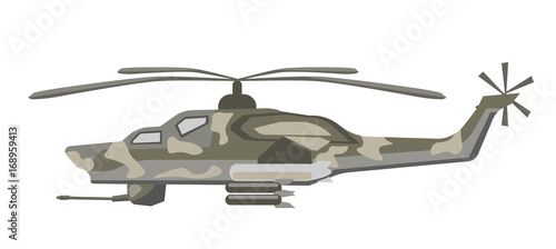 Military holicopter of camouflage color isolated illustration