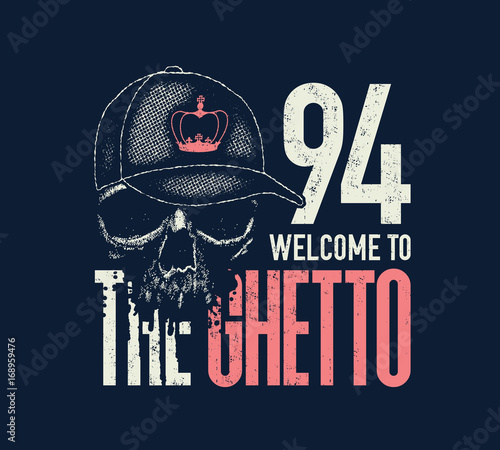 vintage urban typography with skull