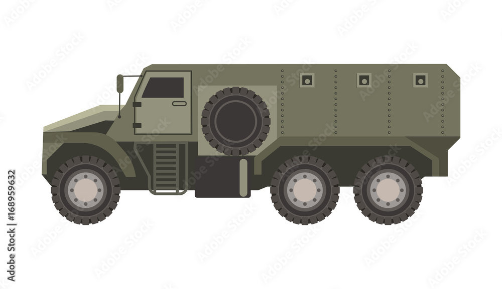 Spacious military transport in solid bulletproof dark corpus