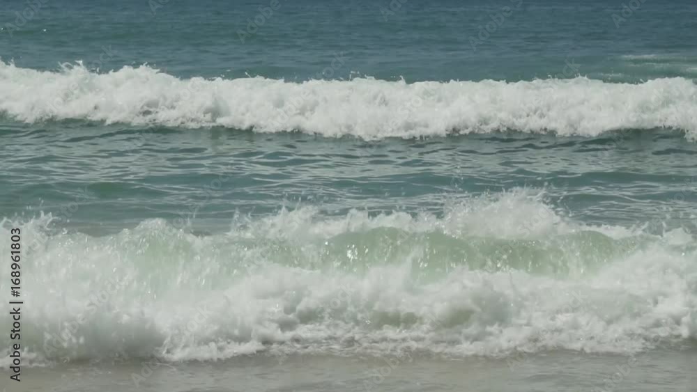 Strong waves at South China Sea on Dadonghai Beach slow motion stock footage video Strong waves at South China Sea on Dadonghai Beach slow motion stock footage video