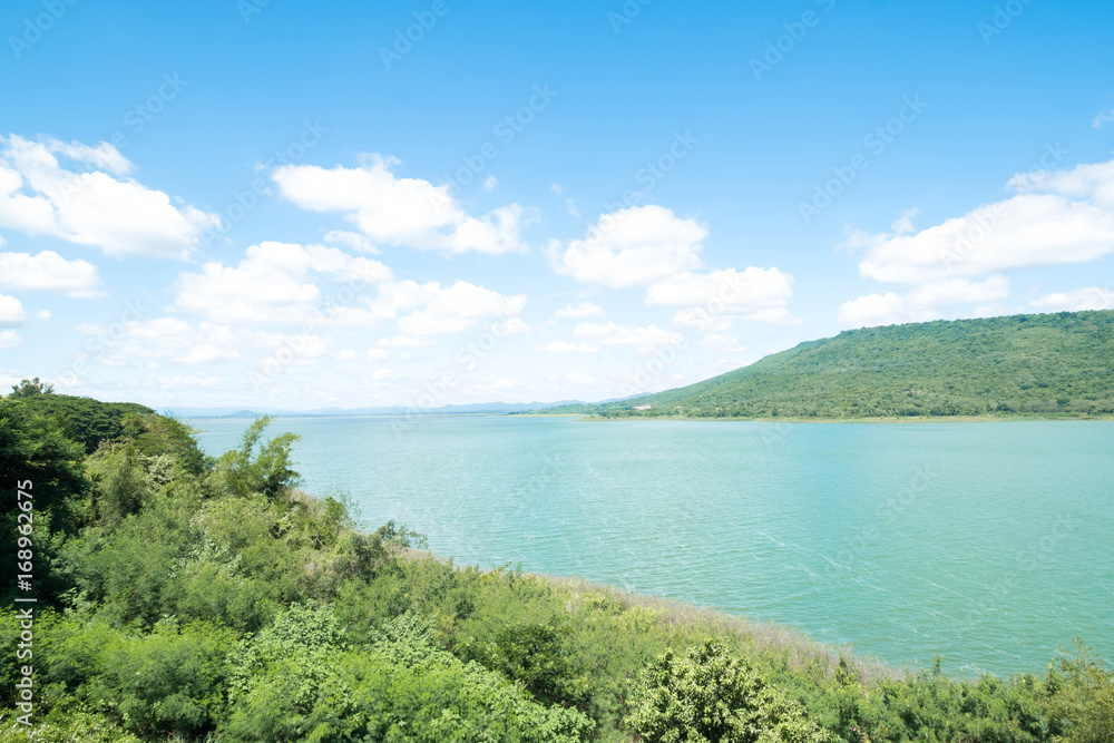 Landscape of Lam ta khong dam in southeastern of Thailand