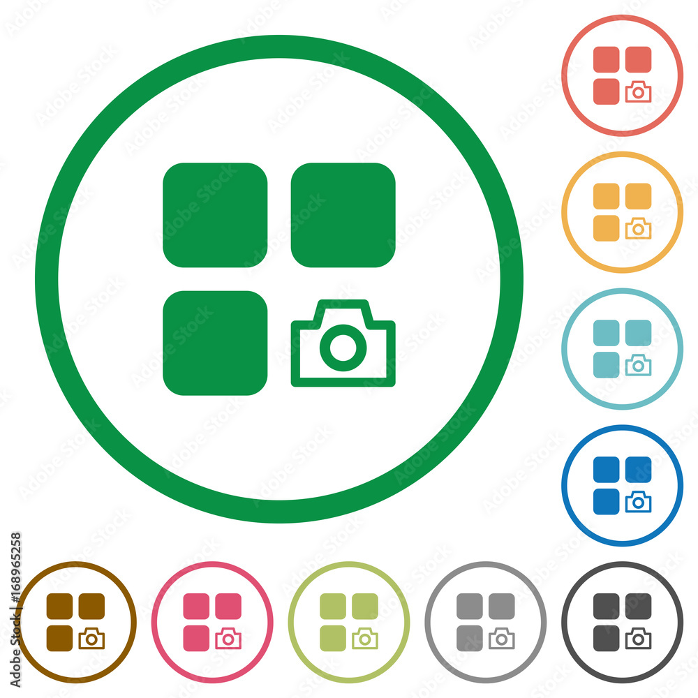 Component snapshot flat icons with outlines Component snapshot flat icons with outlines
