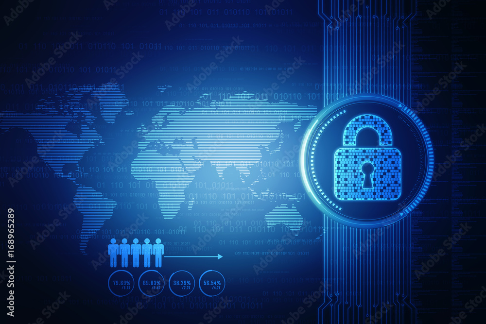 2d illustration Safety concept: Closed Padlock on digital background 2d illustration Safety concept: Closed Padlock on digital background