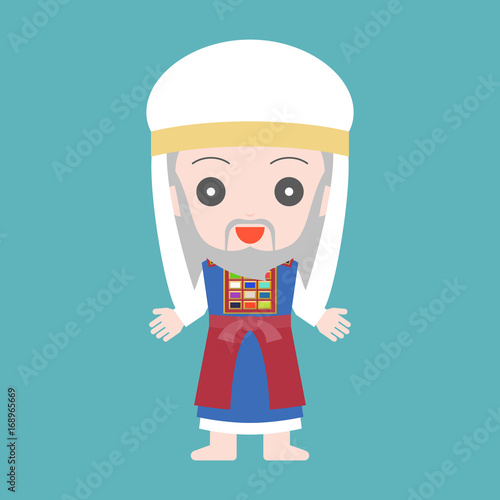 high priest of Jewish in cute character, flat design cartoon
