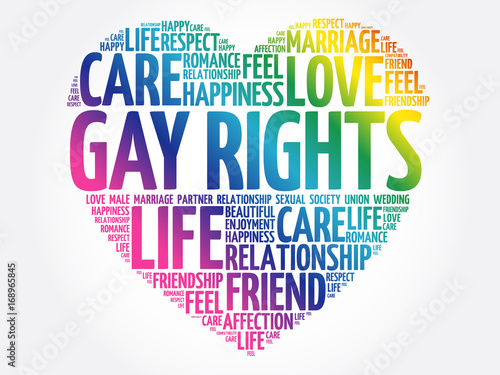 Gay rights word cloud collage, heart concept background photo