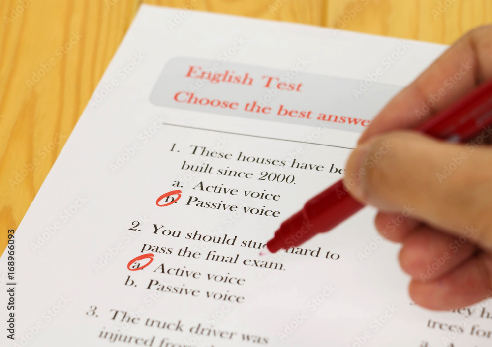English test on desk English test on desk