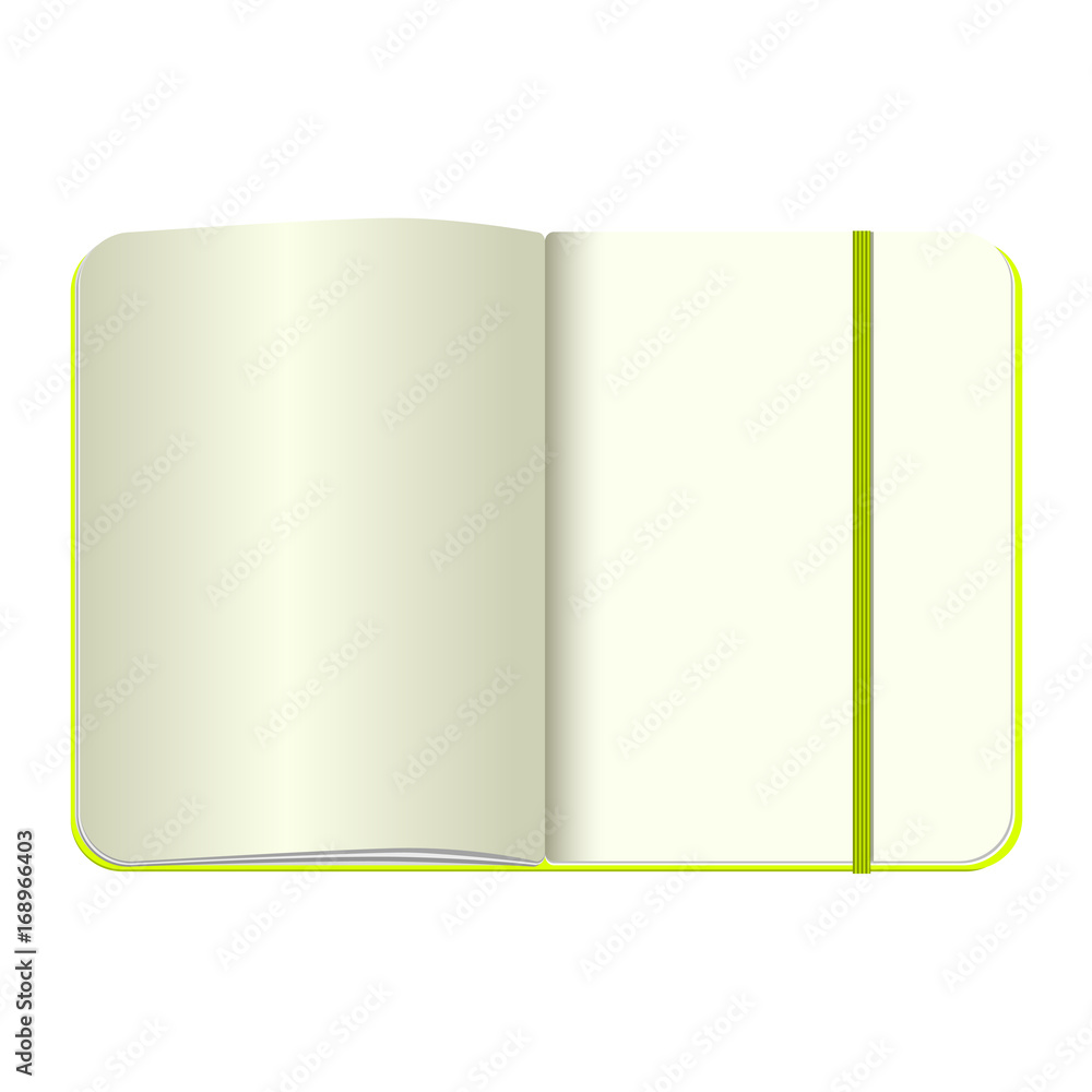 Open notebook with bookmark, isolated on white Open notebook with bookmark, isolated on white