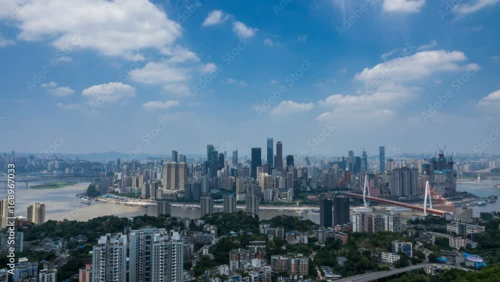 Time lapse of cityscape and skyline of chongqing in cloud sky Time lapse of cityscape and skyline of chongqing in cloud sky