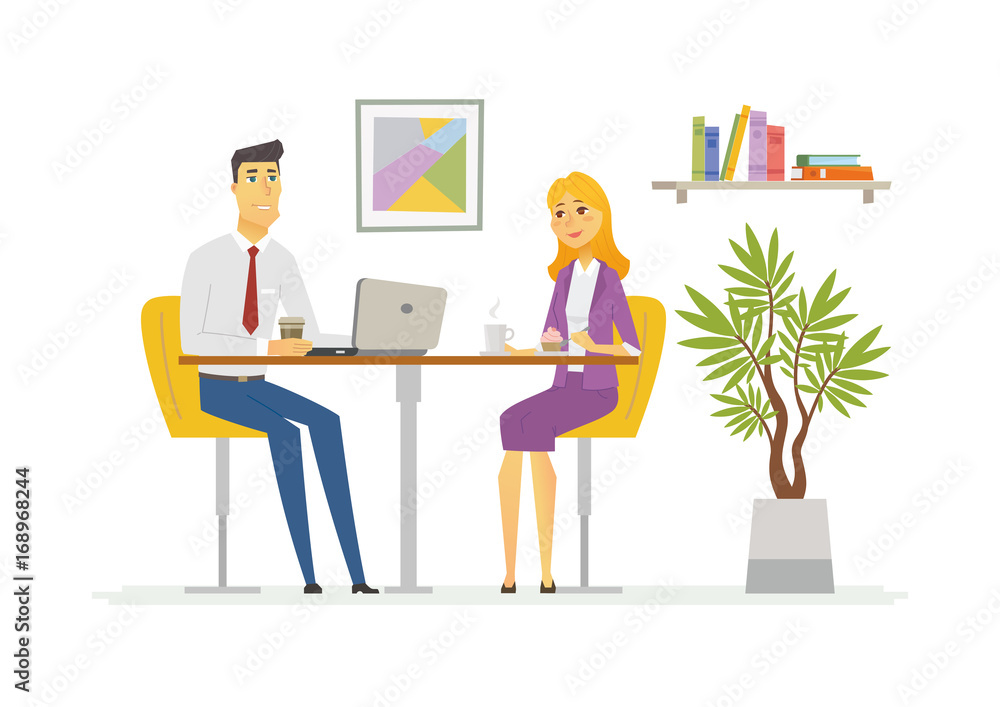 Coffee Break - modern vector cartoon business characters illustration Coffee Break - modern vector cartoon business characters illustration