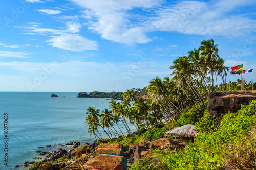 Cliffs, Trees and Sea Green Waters of South Goa, India