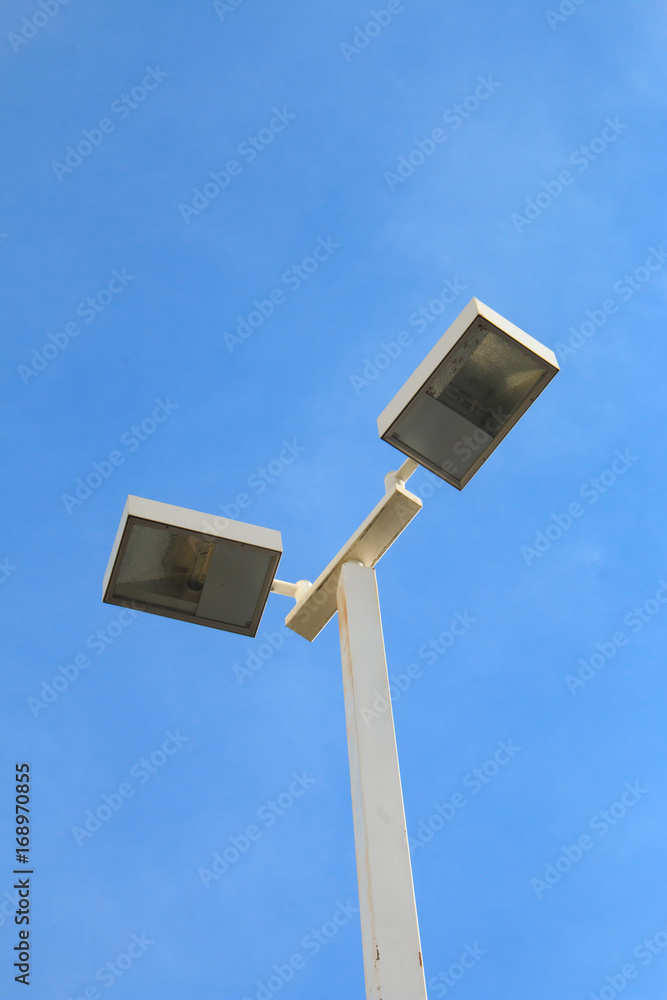 Street lamp on blue sky background. / Lamp post in Chiang Mai Thailand. Street lamp on blue sky background. / Lamp post in Chiang Mai Thailand.