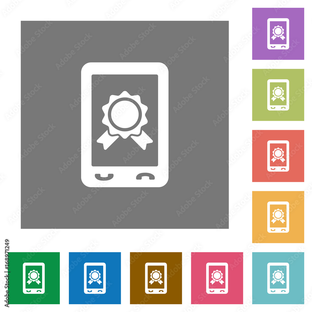 Mobile certification square flat icons