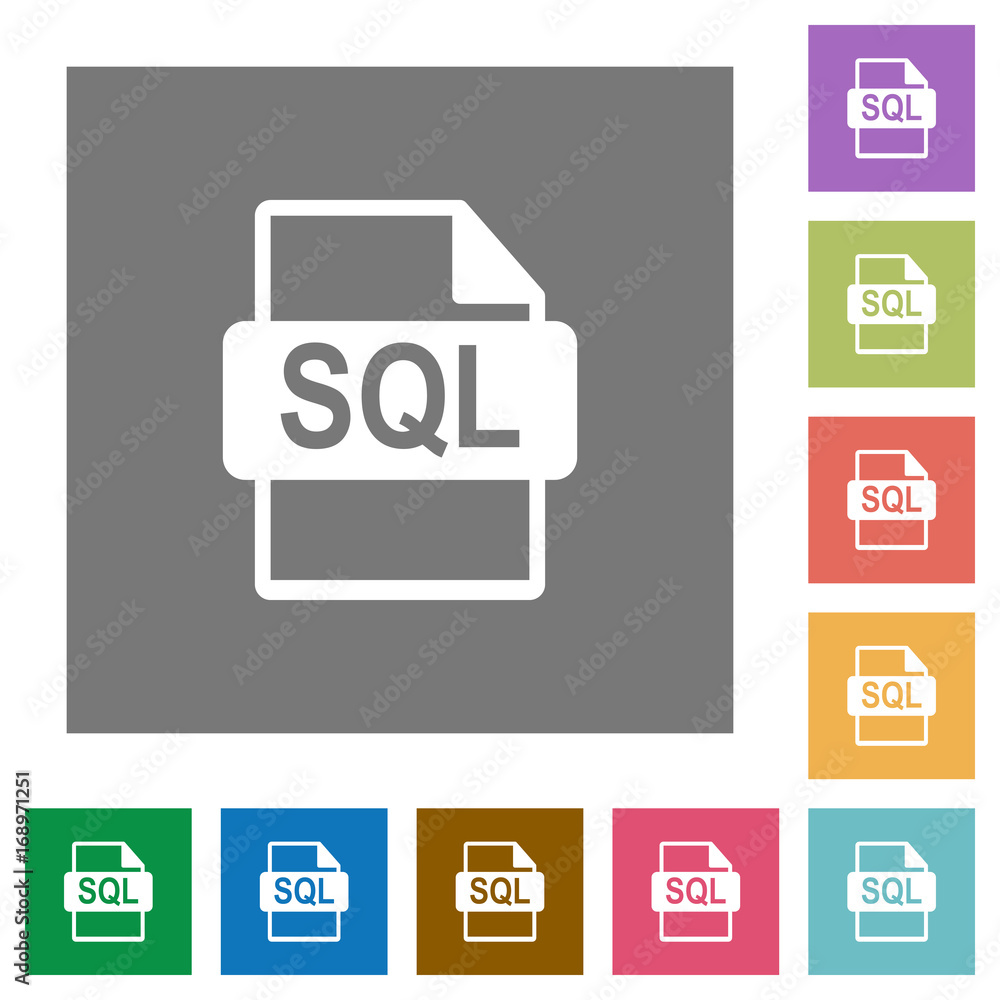 SQL file format square flat icons SQL file format square flat icons