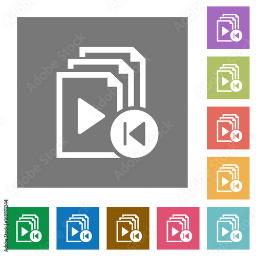 Jump to previous playlist item square flat icons