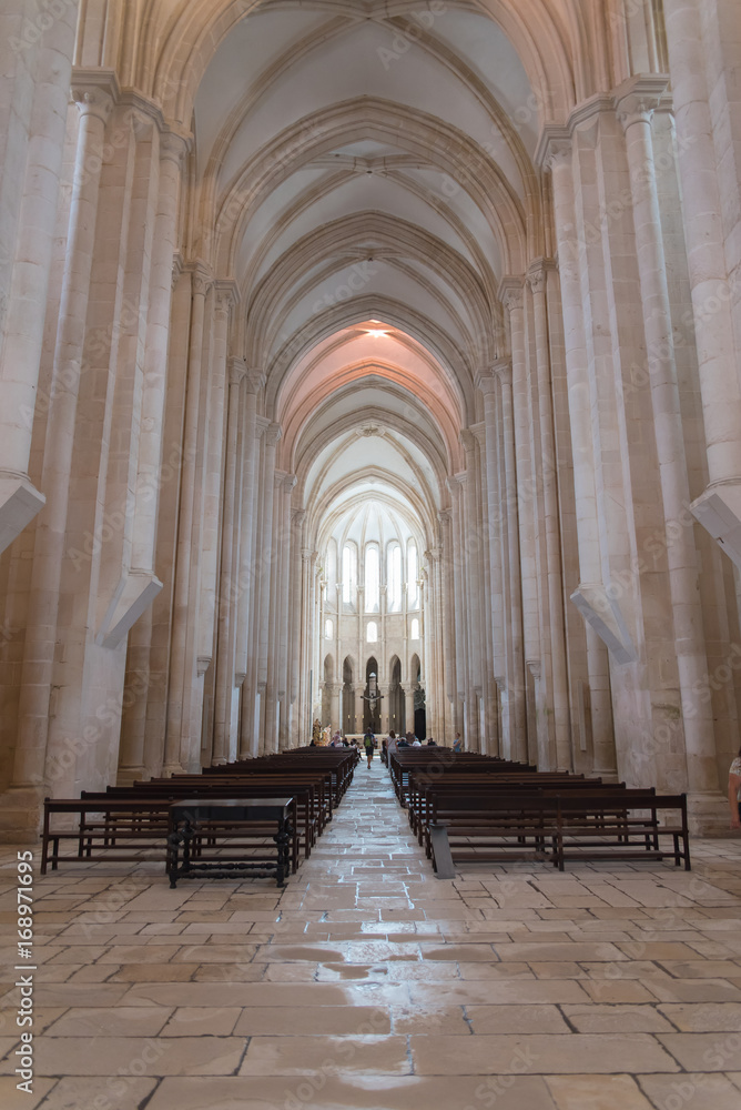 Alcobaça monastery, transept, vaults of the church, in Portugal

