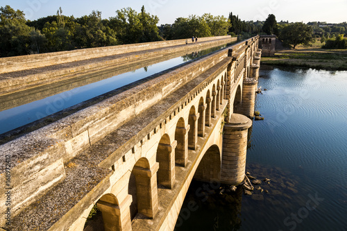 Εκτύπωση καμβά The Pont-canal de l'Orb in Beziers, a canal bridge part of the Canal du Midi in Southern France