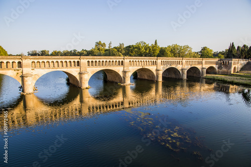 The Pont-canal de l'Orb in Beziers, a canal bridge part of the Canal du Midi in Southern France. A world heritage site since 1996