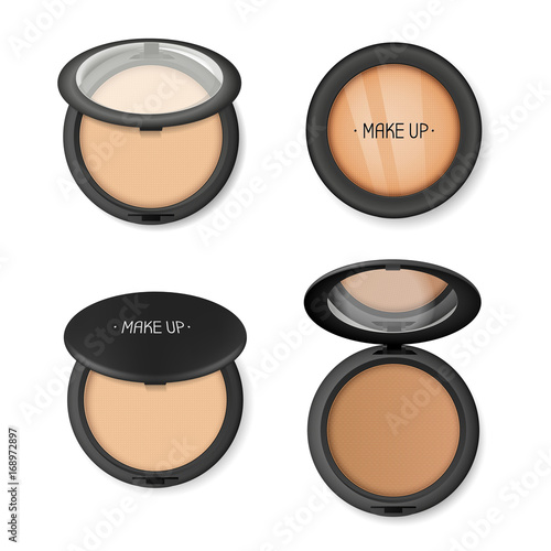 Make up powder, blush. Skincare, beauty lifestyle. Vector illustration EPS 10.