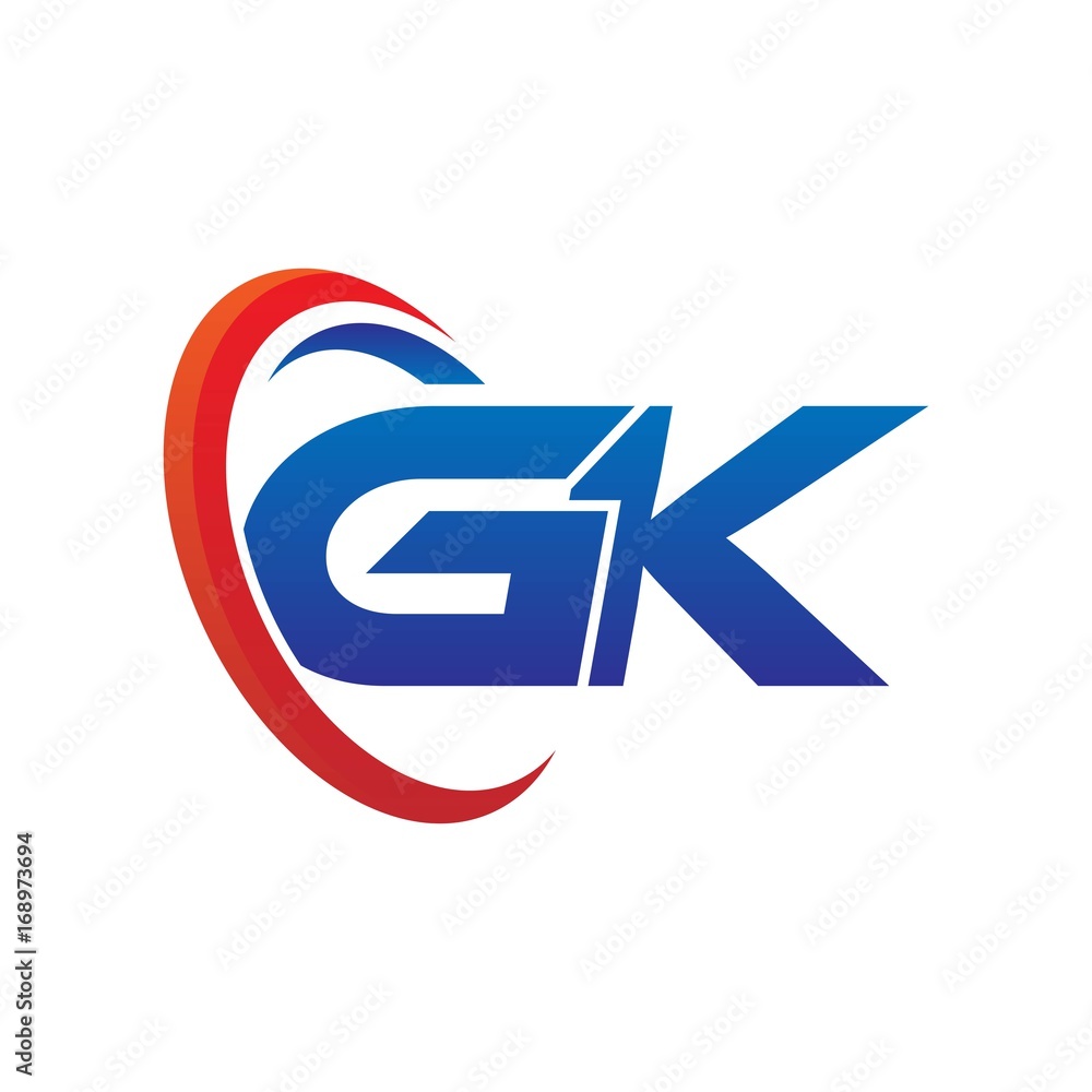 modern dynamic vector initial letters logo gk with circle swoosh red blue modern dynamic vector initial letters logo gk with circle swoosh red blue