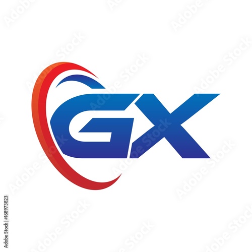 Free Download modern dynamic vector initial letters logo gx with circle swoosh red blue - GFXLoad