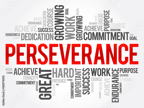 Perseverance word cloud collage, business concept background