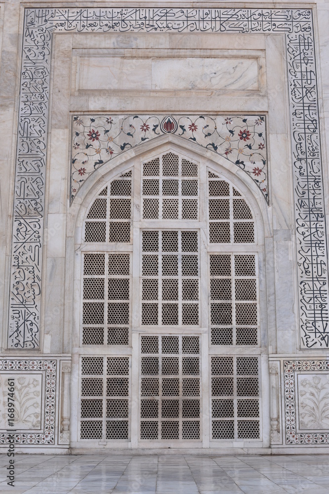 carvings on Taj Mahal Agra India
