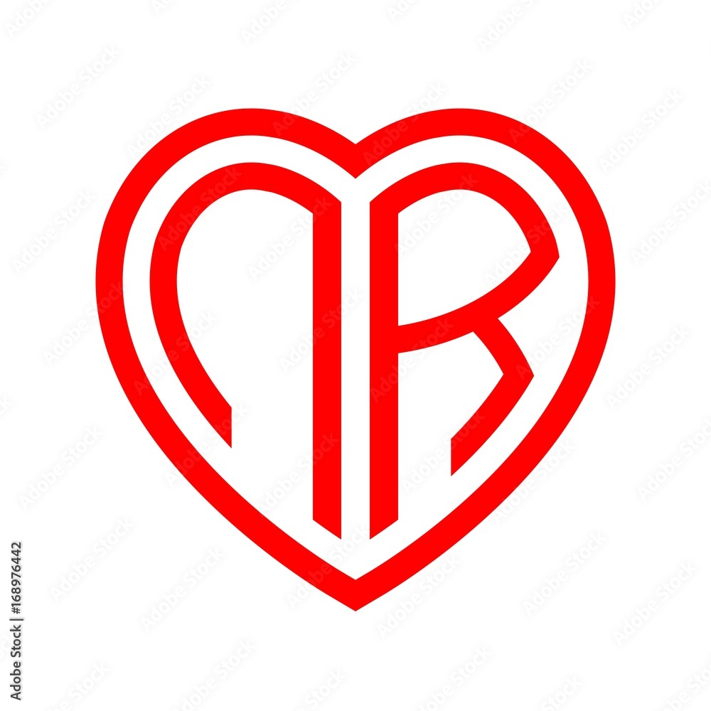 initial letters logo nr red monogram heart love shape initial letters logo nr red monogram heart love shape