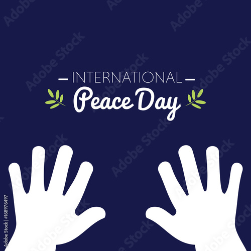 International peace day with white hands asking for peace © imaagio.stock