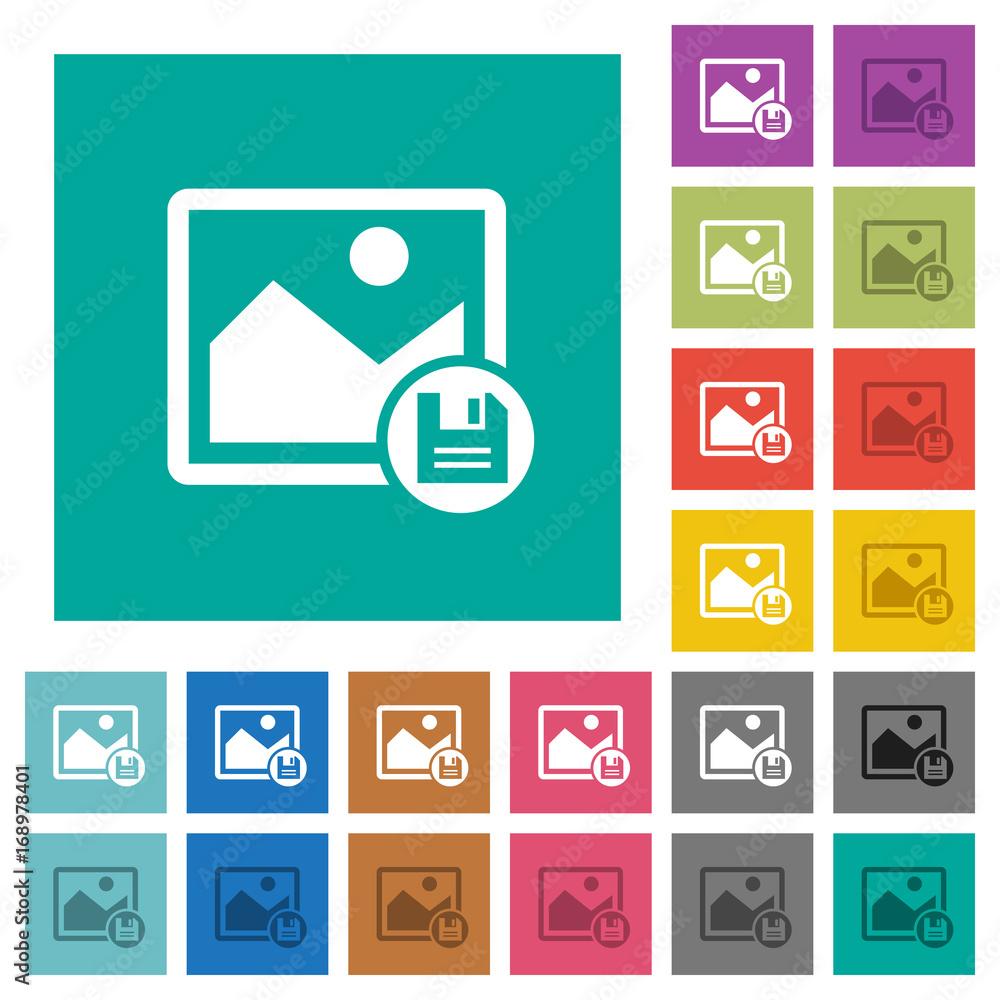 Save image square flat multi colored icons Save image square flat multi colored icons