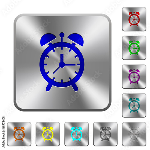 Alarm clock rounded square steel buttons