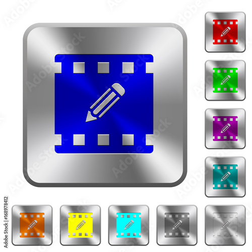 Edit movie rounded square steel buttons