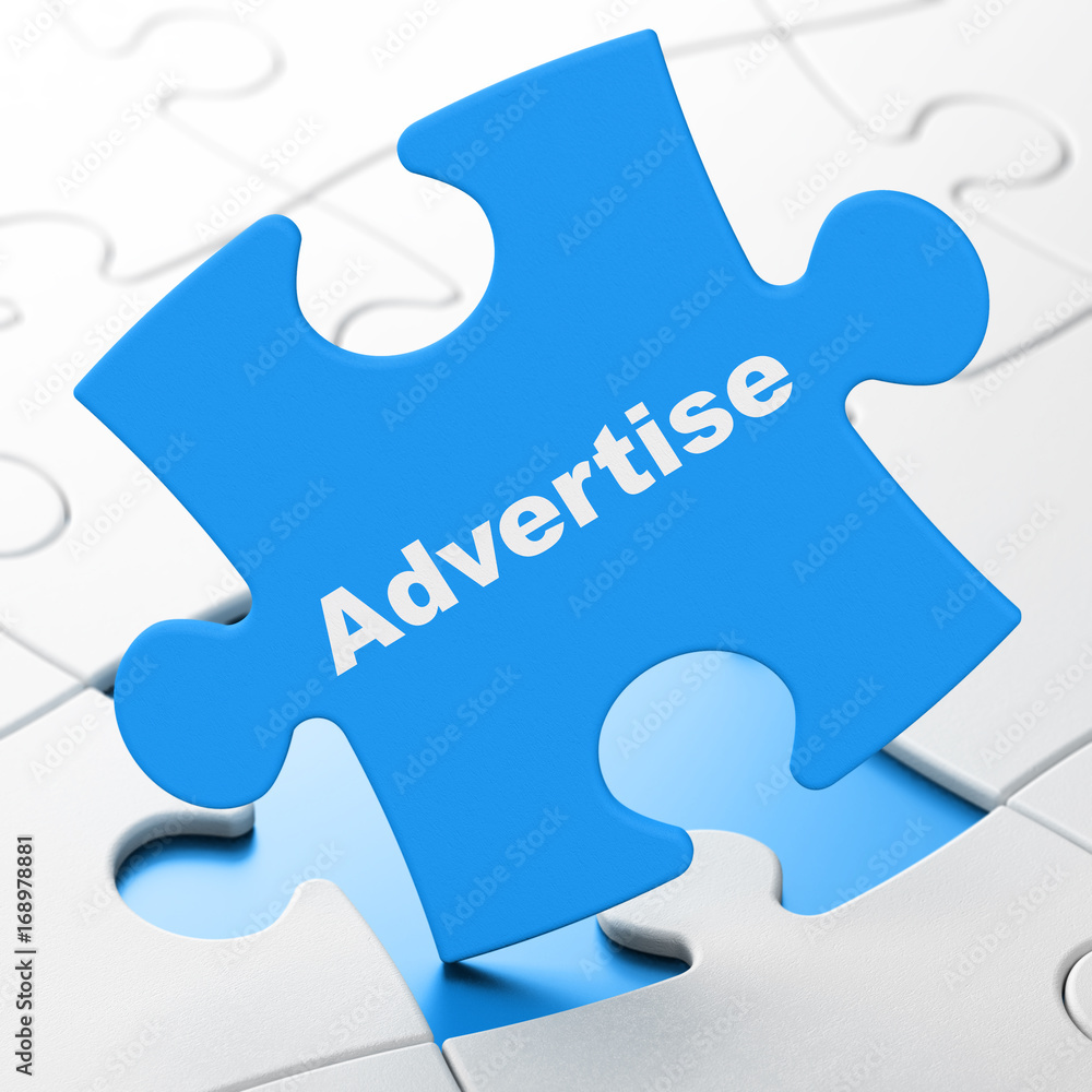 Marketing concept: Advertise on puzzle background Marketing concept: Advertise on puzzle background