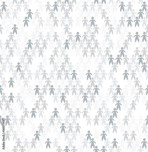 Seamless pattern background. Simple people icons gray shades. Vector illustration.